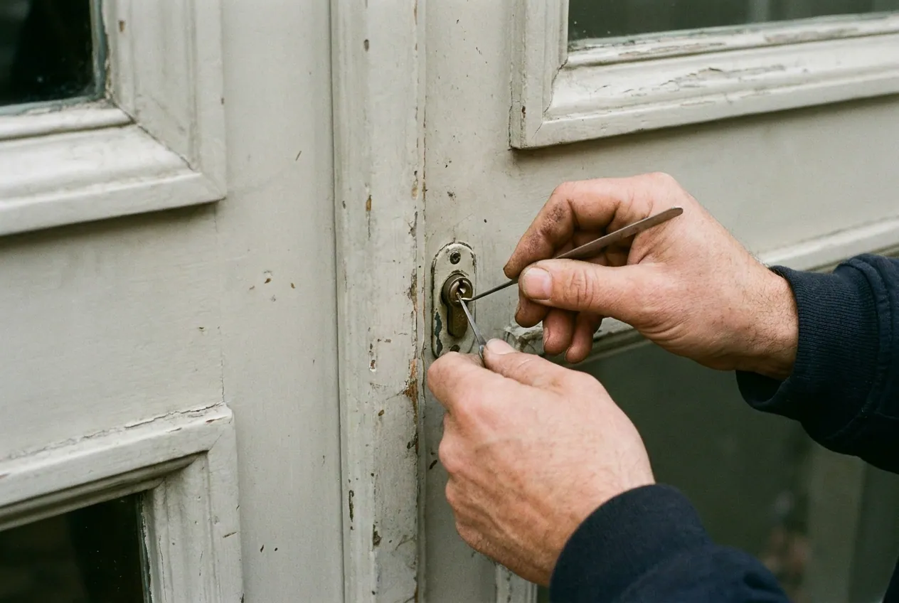 Serrurier ouvrant une porte fermée sans dégât à l'aide d'outils spécialisés à Montreuil