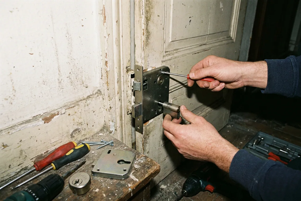 Serrure de haute sûreté certifiée A2P posée sur une porte à Montreuil